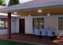 design an outdoor living space with kitchen, BBQ and pergola